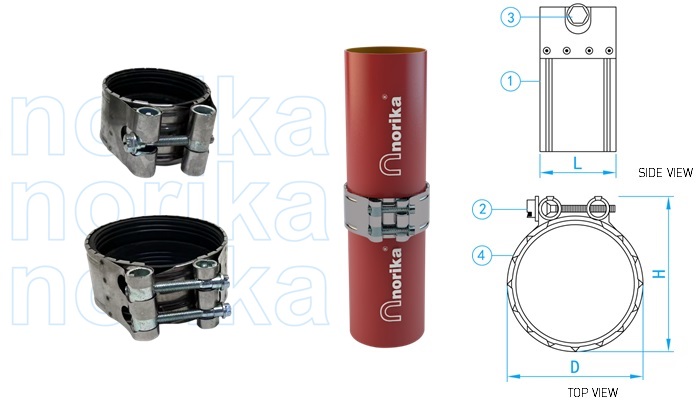 Stainless Steel 304 Type F Hubless High Rise Clips (No Hub Coupling)